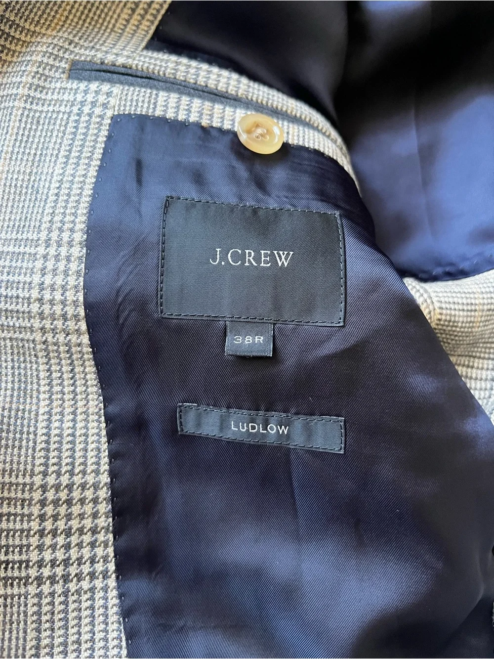 J. Crew Gray Glen Plaid Sport Coat Size 38R Silk Linen Blend